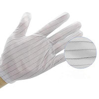 劳保工作胶线手套|白色的防静电条纹防护防尘绝缘无尘布手套